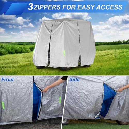 Vista 5 de SPORTYOUTH Funda universal para carrito de golf para 2/4 pasajeros, se adapta a la mayoría de marcas, resistente al agua, resistente a los rayos UV