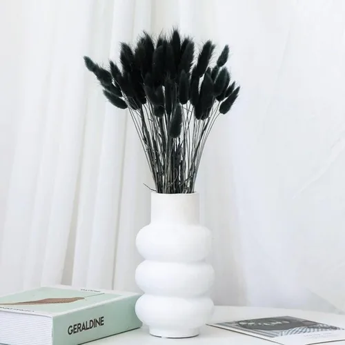 Vista 3 de Bannifll 115 ramos de hierba negra de las pampas, decoración de mesa bohemia, colas de conejo negro, flores secas, hierba de pampa seca para bodas