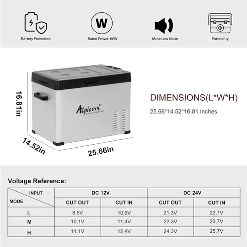 Vista 22 de Alpicool CHS45 Refrigerador de 12 voltios con control de temperatura dual, portátil, 33 cuartos (31 litros), para camión, cámper, barco, campamento