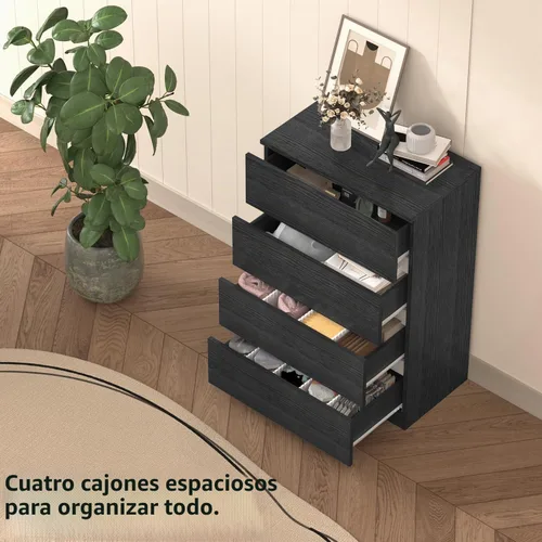 Vista 5 de furtble Cómoda de 4 cajones, cómoda para armario, cómoda pequeña, cómoda moderna para dormitorio, armario de almacenamiento para entrada, sala