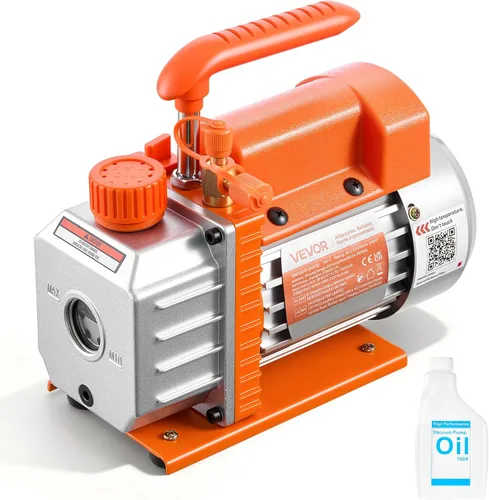 VEVOR Bomba de vacío, 3.5 CFM 1/4 HP, HVAC Bomba de vacío de paletas rotativas de una sola etapa, para sistemas R134a R22 R410a, motor de 4 polos,