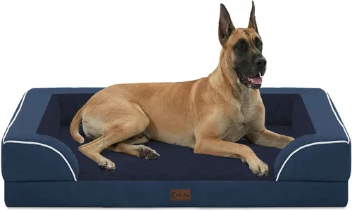 Vista 19 de Camas ortopédicas para perros grandes, cama de espuma viscoelástica impermeable para mascotas grandes con lados 89x56 cm, sofá para perros grandes