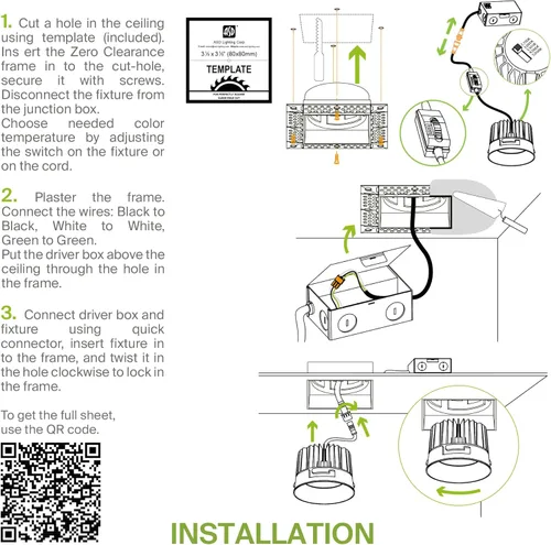Vista 8 de ASD Trimless Gimbal - Iluminación LED empotrable de 2 pulgadas, 8 W 120 V, luz de techo direccional regulable ajustable con caja de conexión, 5 CCT