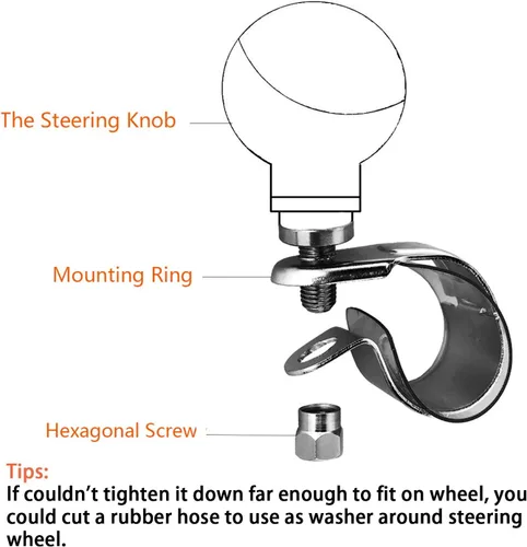Vista 4 de Arenbel Perilla de refuerzo giratoria para automóvil estilo calavera caballero para volante, mango de agarre para control de giro, se adapta a