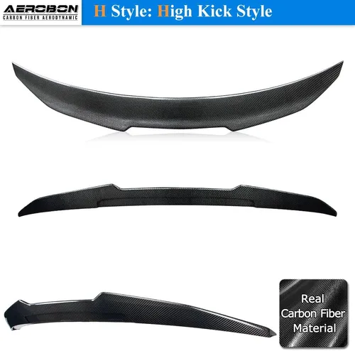 Vista 4 de AeroBon Alerón de maletero de fibra de carbono real compatible con Audi A4 S4 B9 2017-2024 Spoiler trasero (estilo H) High Kick