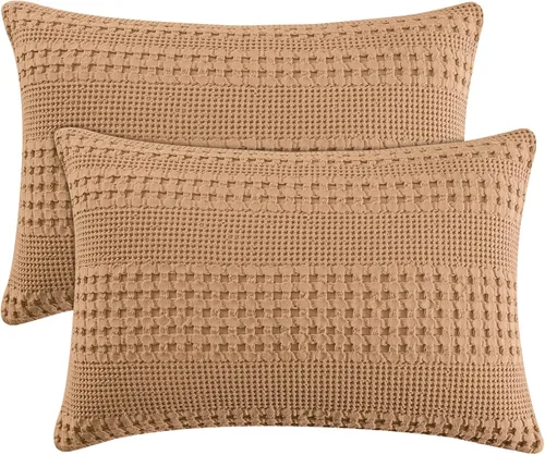 Vista 94 de PHF - Fundas de almohada 100% algodón con tejido gofre europeo, 26 x 26 pulgadas, 2 unidades para decoración elegante del hogar, para cama, sin