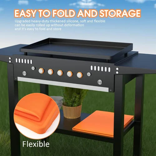 Vista 7 de Cubierta de silicona para parrilla Blackstone de 36 pulgadas, diseño de borde completo, alfombrilla de silicona de grado alimenticio resistente