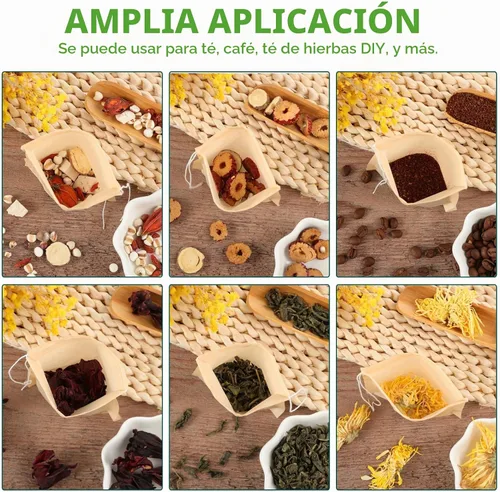 Vista 6 de 200 bolsas de té de hojas sueltas, bolsas de filtro de té desechables