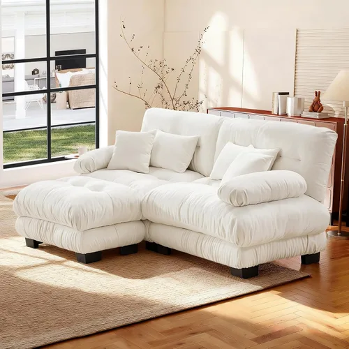 Vista 39 de Sofá Seccional Modular Extragrande de 93.7 pulgadas, Sofá de Dos Plazas Cloud Couch con Almohadas y Cojín Extra Grueso para Sala de Estar, Cine