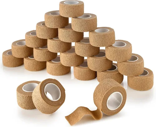 Vista 13 de Vendajes autoadhesivos, 1 pulgada x 5 yardas por rollo, paquete de 6 rollos, cinta elástica autoadhesiva cohesiva de primeros auxilios