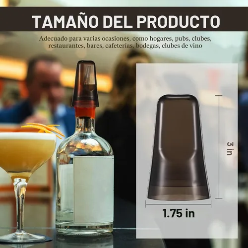 Vista 2 de Chengu 24 fundas para botellas de licor, cubiertas de boquilla para botellas, dispensador universal de vertido, tapas de boquilla de goma de Negro
