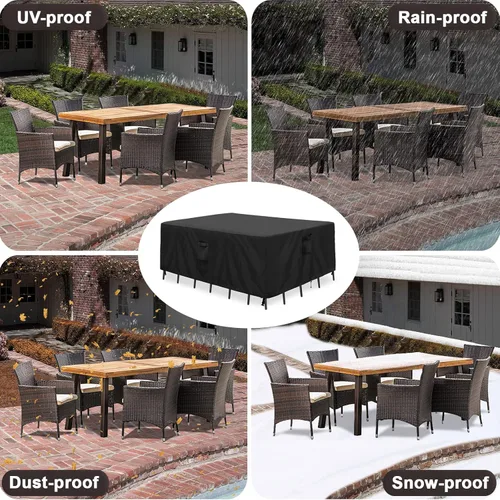 Vista 6 de PureFit Fundas para muebles de patio, funda impermeable para muebles de mesa de exterior rectangular, cubierta de sofá seccional de patio