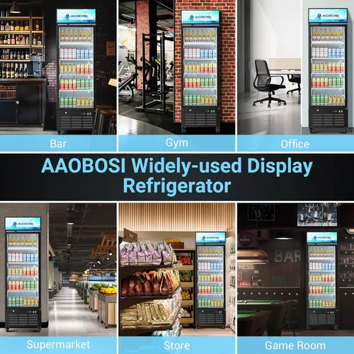 Vista 7 de AAOBOSI Refrigerador comercial comercial, refrigerador de pantalla de puerta de vidrio de 17.1 pies cúbicos, refrigerador vertical para bebidas