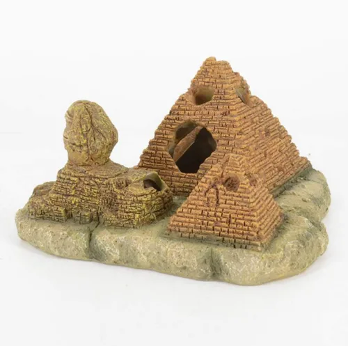 Vista 4 de POPETPOP Escondites de pecera – Esfinge antigua egipcia ruinas pirámide acuario pecera decoración