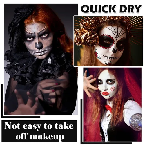 Vista 5 de IONSGAKO Kit de maquillaje de payaso de 3 piezas, pintura corporal profesional a base de aceite a base de aceite para Halloween, efectos especiales