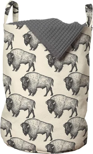 Vista 47 de Lunarable Bolsa de lavandería de tren, patrón de dibujos animados de locomotora dibujada digital con rieles de ferrocarril, cesta con asas, cierre