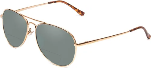 Coyote Classic II Metal Aviator | Gafas de sol polarizadas o gafas de sol bifocales | Unisex | Almohadillas de silicona para la nariz, Marco marrón