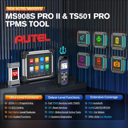 Vista 2 de Escáner Autel MaxiSYS MS908S PRO II 2026, con herramienta de reaprendizaje TS501 PRO TPMS de $219, escaneo de diagnóstico bidireccional como Ultra