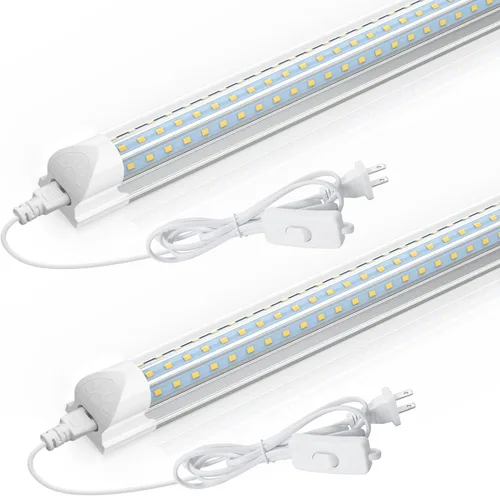 CNSUNWAY Luz LED de Taller 2FT, 24W 3600LM 6500K Súper Brillante, Luminaria LED Integrada T8, Forma de D, Alto Rendimiento, Luces de Taller