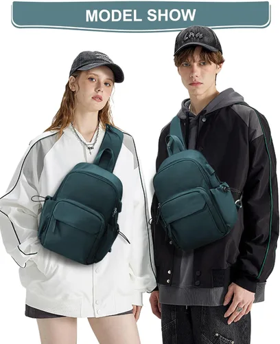 Vista 8 de Sling Crossbody Bag for Men Women, Tactical Backpack Shoulder Daypack Mini Anti-Theft Motorcycle Chest Bags, Small One Strap Backpack for Casual