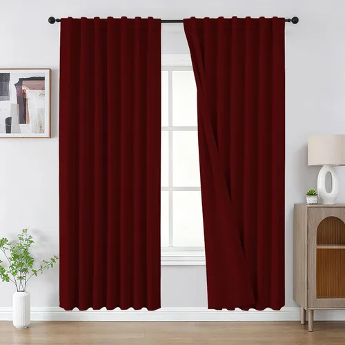 Vista 52 de CUCRAF - Juego de 2 paneles de cortinas opacas de 54 pulgadas, cortina con bolsillo para varilla y pestaña trasera, cortinas oscuras con aislamiento