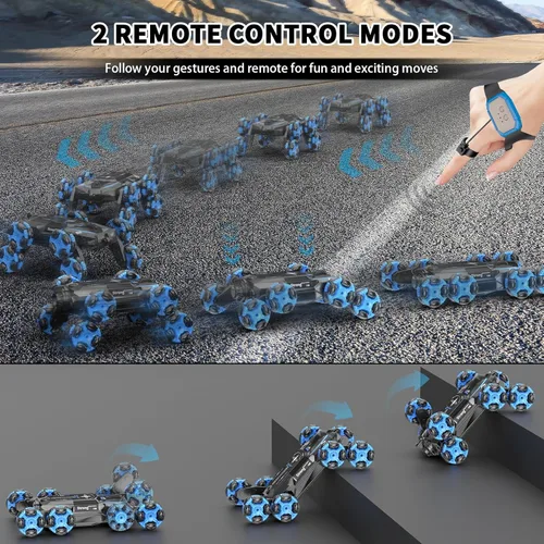 Vista 5 de 8WD - Autos de control remoto con detección de gestos – 2.4Ghz 360° rotación de 360° con aerosol, luz y sonido, transformación de deriva de escalada
