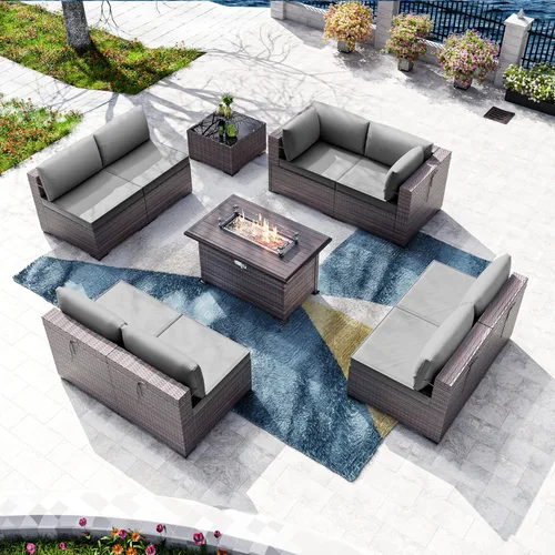 Vista 71 de Kullavik - Juego de muebles para exterior de 6 piezas con sofá modular de ratán de polietileno, color negro