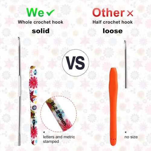 Vista 3 de Gancho de Crochet de 2.25mm, Mango Ergonómico para Manos con Artritis, Agujas de Tejer Extra Largas de Goma Suave para Principiantes y Tejido