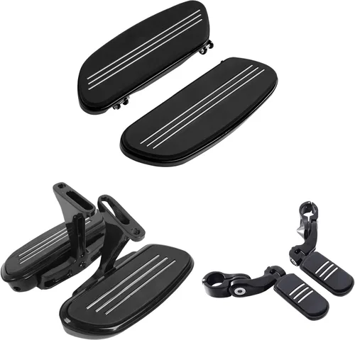 Vista 24 de XFMT Tabla de suelo delantero + estribo del pasajero trasero + estriberas de carretera en ángulo largo para Harley Streamliner Style Touring CVO