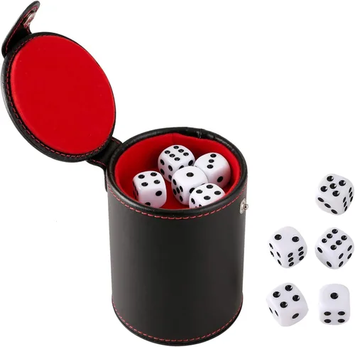 Vista 8 de GWHOLE Juego de dados de cuero apilables con 10 dados para Yahtzee Farkle Party