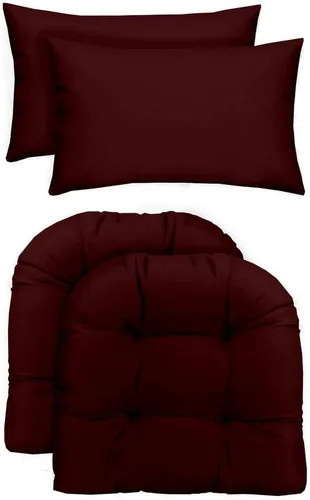 Vista 12 de RSH DECOR: 2 unidades de cada uno en forma de U copetudas, 19 x 19 pulgadas y 20 x 12 pulgadas, tela hilada resistente al agua, cojines de mimbre