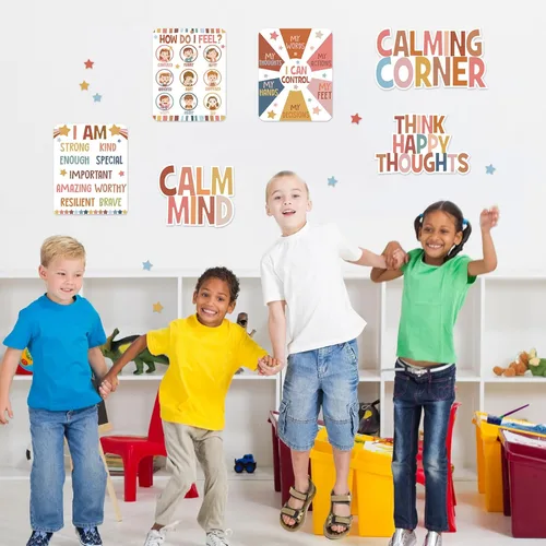 Vista 6 de Pajean Juego de tablero de anuncios para rincón de calma en el aula, conjunto de decoración para el aula, tabla de sentimientos, gestión