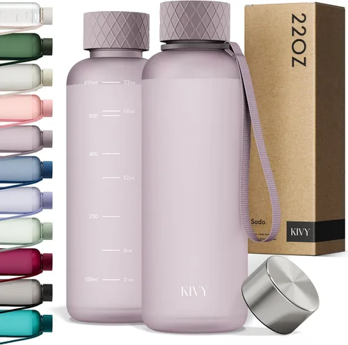 Vista 44 de KIVY Botella de agua delgada de 22 onzas [ligera e inastillable] – Botella de agua reutilizable de Tritan – Botella a prueba de fugas para mujeres