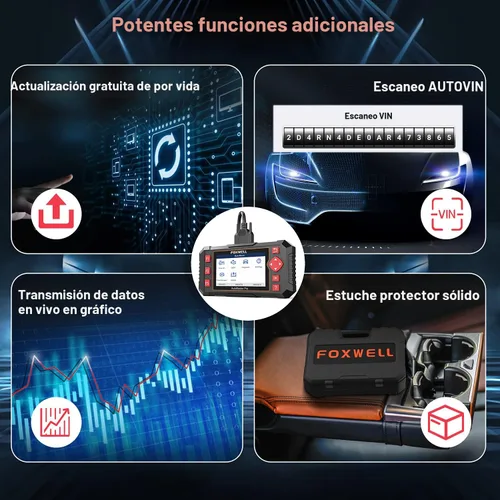 Vista 6 de FOXWELL Escáner de automóvil NT604 Elite OBD2 Escáner ABS SRS Transmisión, lector de código de motor para automóviles y camiones, herramienta