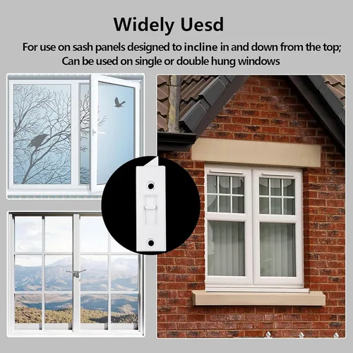 Vista 5 de Cerraduras de cierre de ventana, piezas de ventana y herrajes, pestillo inclinable, construcción de plástico, con resorte, espacio entre agujeros