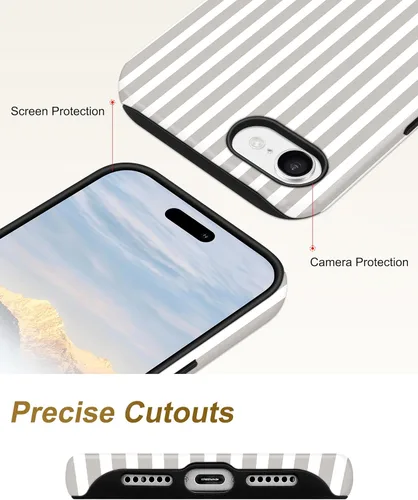 Vista 4 de Jusy Compatible con MagSafe Funda de Teléfono a Rayas para iPhone 7/8/SE, Bonita Funda de Teléfono Protectora Magnética Estética de TPU Suave y PC