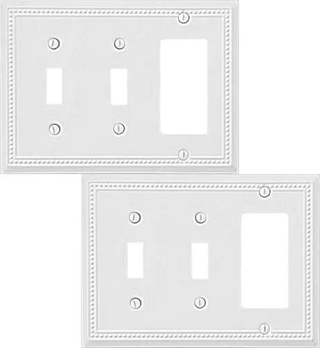 Vista 35 de OKAWYC Belaire - Cubierta para interruptor de luz de decoración individual, placa de pared de metal con cuentas, paquete de 4 unidades de bronce