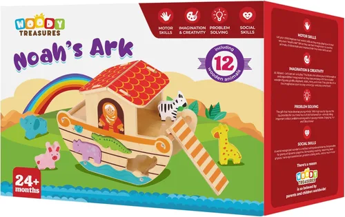 Vista 6 de Juguetes de madera - Juguete de Arca de Noé (juguetes educativos y de desarrollo, gran regalo para niñas y niños)