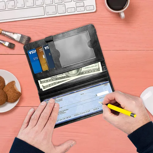 Vista 7 de DEGDFSGR Funda para chequera Cartera estándar de cuero de primera calidad con función de bloqueo RFID para hombres y mujeres, flor de sol