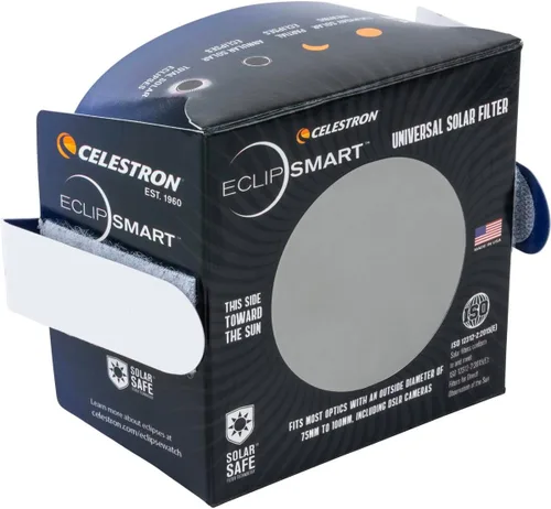 Vista 4 de Celestron – Filtro seguro para eclipse solar EclipSmart para telescopio y cámara – Cumple con los estándares ISO 12312-2:2015(E) – Funciona con su