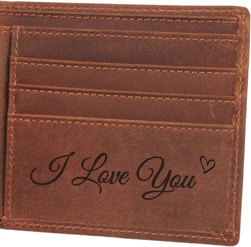 Vista 15 de Awofer Cartera de fotos grabada personalizada para hombre Marrón (Bright Brown)