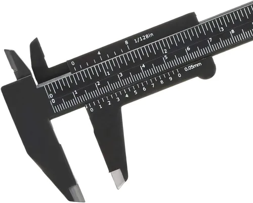 Vista 4 de uxcell Vernier Calibre 5.906 in 6 pulgadas métrica mini doble escala plástico regla herramienta de medición negro