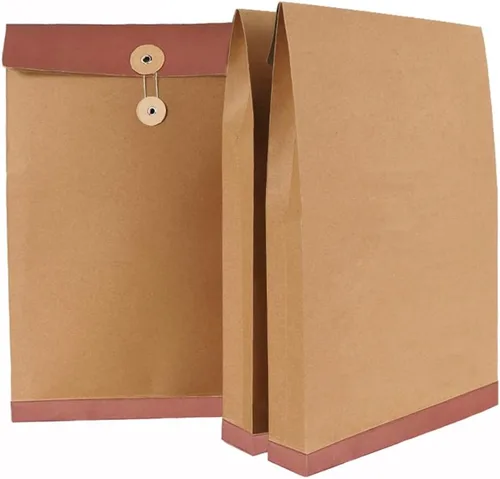 Vista 2 de 10 sobres de cuerda de papel kraft A4 con refuerzo, carpetas de archivos, facturas, bolsa organizadora de archivos con cierre de cuerda de botón