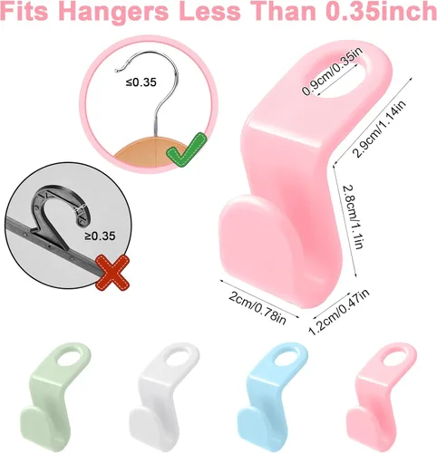 Vista 3 de 50 ganchos para colgar ropa que ahorran espacio, organizadores de plástico para armarios y extensor de almacenamiento para conexión de perchas