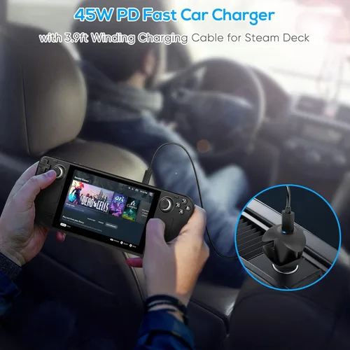 Vista 6 de MENEEA - Cargador rápido de coche para cubierta de vapor con dispositivo de cable de bobina mini cargador PD 30 de 45 W con cable de carga USB C