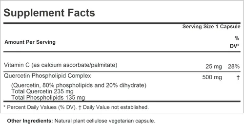 Vista 2 de ANDREW LESSMAN Quercetina 500mg - 30 Cápsulas - 500 mg Complejo único de quercetina fosfolípido, fórmula altamente absorbible para apoyar la función