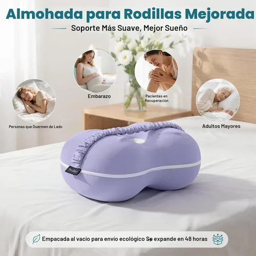 Vista 9 de Almohada de rodilla para personas que duermen de lado, almohada suave de alineación de la columna vertebral, almohadas de rodilla de espuma Cubierta