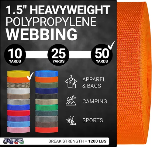 Vista 29 de Strapworks Heavyweight Polypropylene Webbing - Heavy Duty Poly Strapping for Outdoor DIY Gear Repair, 1.5 Inches