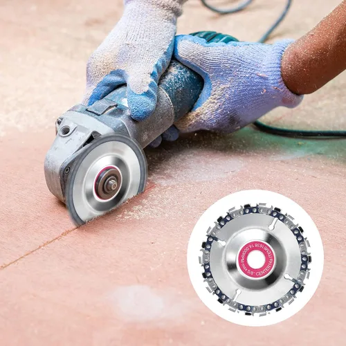 Vista 4 de 3 unidades de disco de cadena de tallado de madera de 5/8 pulgadas, 4 pulgadas, 22 dientes, amoladora de hoja de sierra de madera, disco de tallado