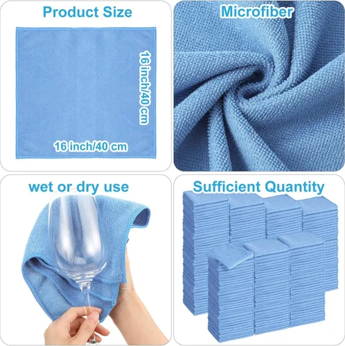 Vista 2 de Meanplan Paquete de 36 paños de limpieza de microfibra de 16 x 16 pulgadas, trapos de lavado reutilizables, toallas de microfibra más suaves